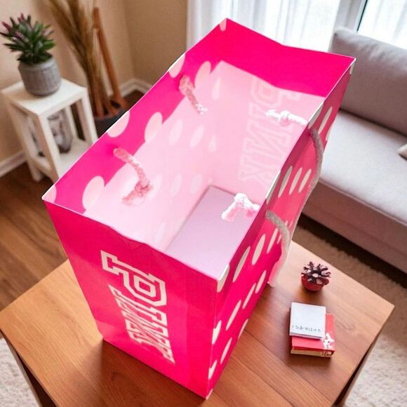 New 4 Victoria's Secret PINK Polka Dots 8”Hx8”Wx4.5”D Paper Gift Shopping Bags - Picture 5 of 15